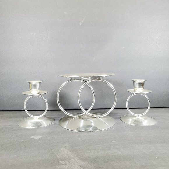 Metal Glow by Galow – Silver Unity Candle Holder Set | Elegant Wedding Ceremony - Picture 1 of 15